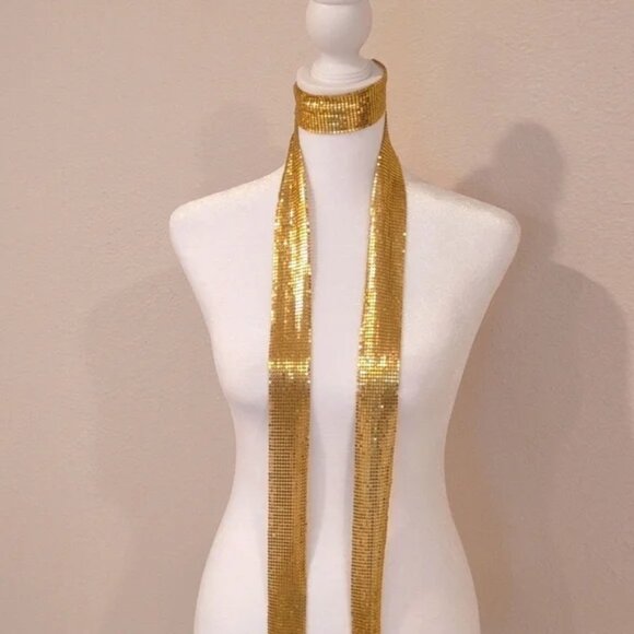 Nine West Gold Necklace/Belt with chain pierced earrings 70s. - Picture 9 of 11
